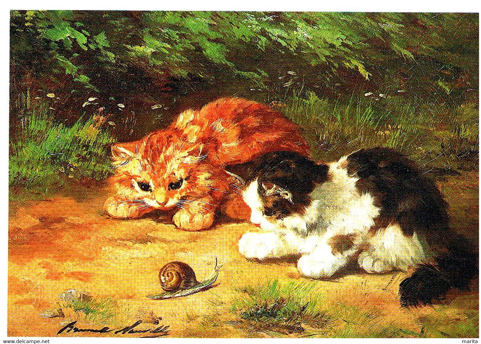 Chats - Kittens -katzen - 2 Poesjes En Slak - Cats
