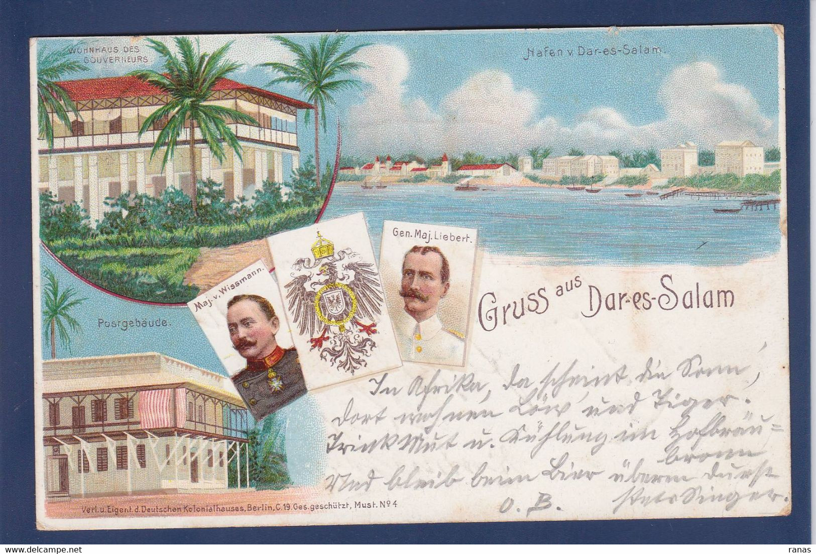 CPA Zanzibar Afrique De L'est Litho Gruss Circulé En 1898 Dar Es Salam Allemagne Germany - Non Classificati
