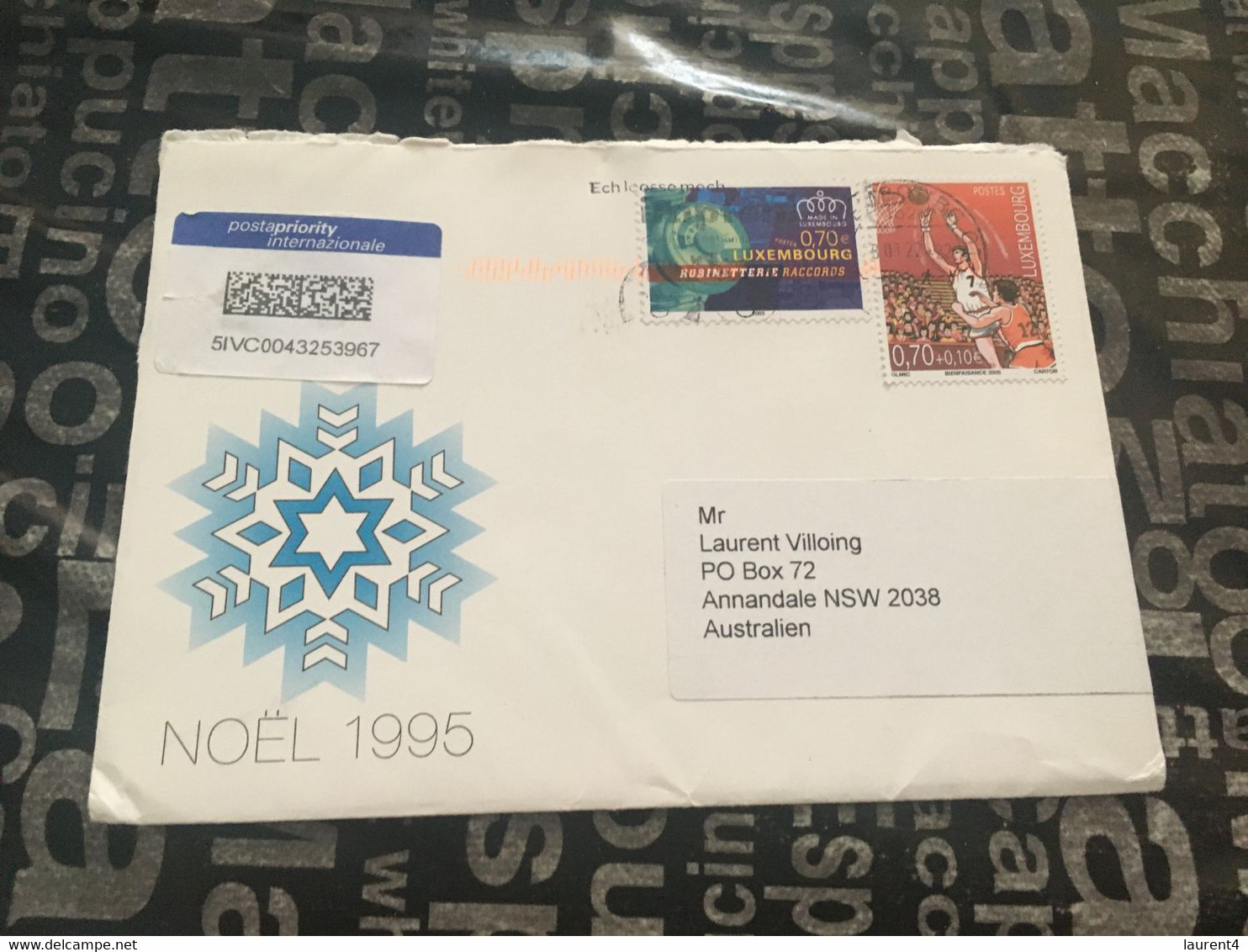 (2 G 39) Luxembourg Posted To Australia (during COVID-19 Crisis) Noel 1995 - Covers & Documents