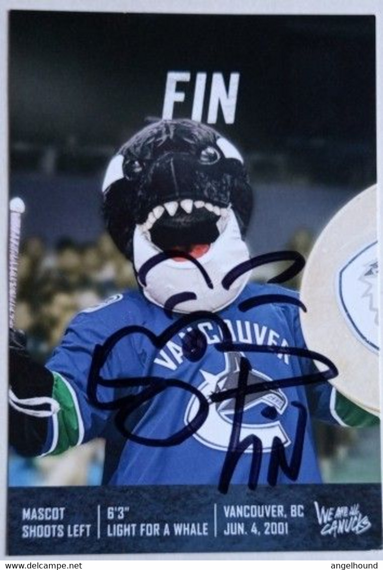 Fin The Whale ( Mascot Of The Vancouver Canucks ) - Autografi