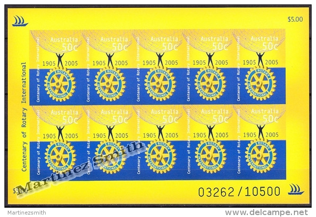 Australie - Australia 2005 Yvert F2334a,  Centenary Of Rotary International Non Perforated - Sheetlet - MNH - Fogli Completi