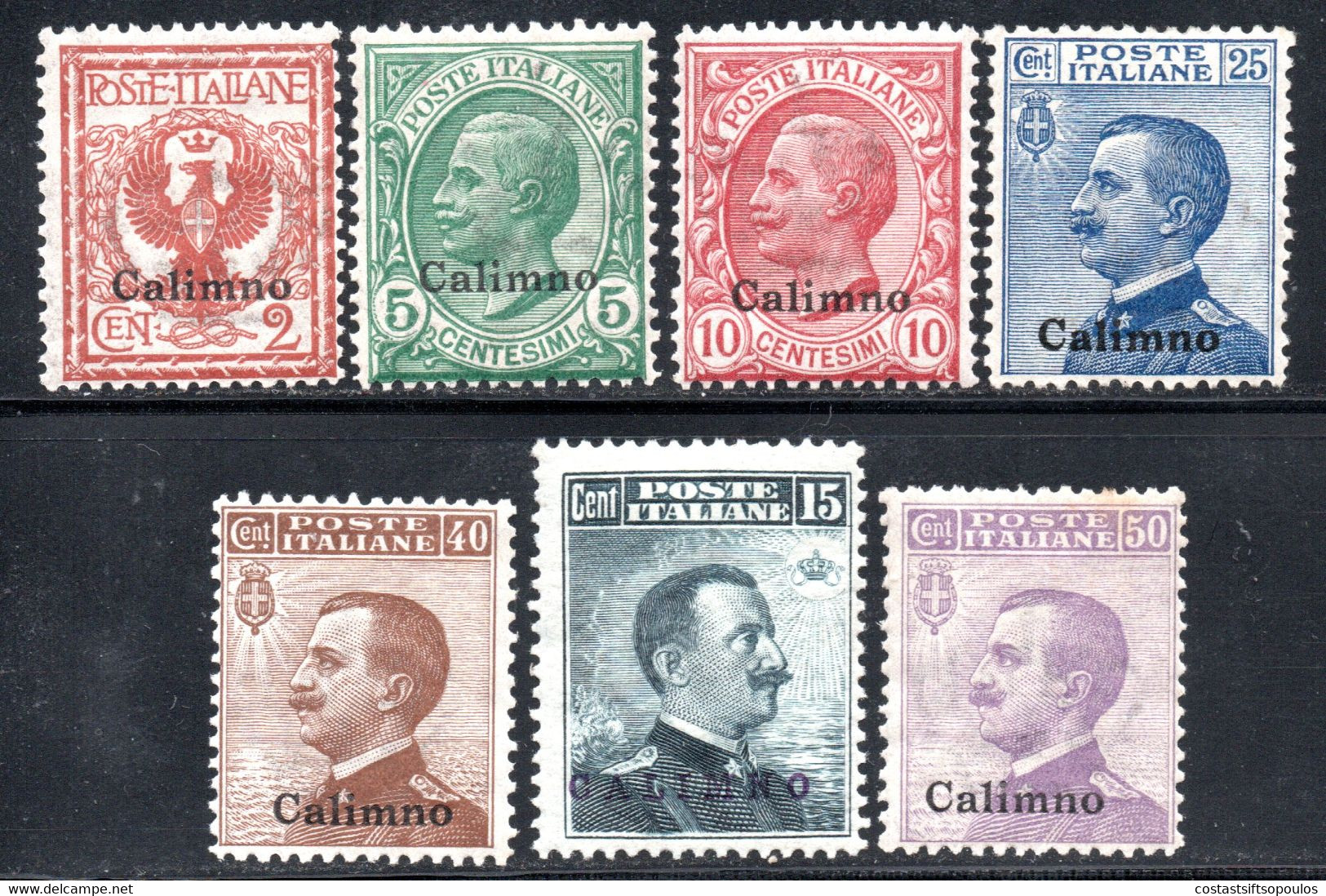 719.GREECE.ITALY,DODECANESE,CALIMNO,KALYMNOS,1912 #3-9 MLH/MNH - Dodecanese