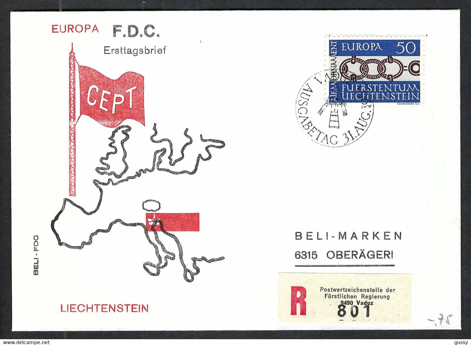 LIECHTENSTEIN 1975: FDC "EUROPA" - Lettres & Documents