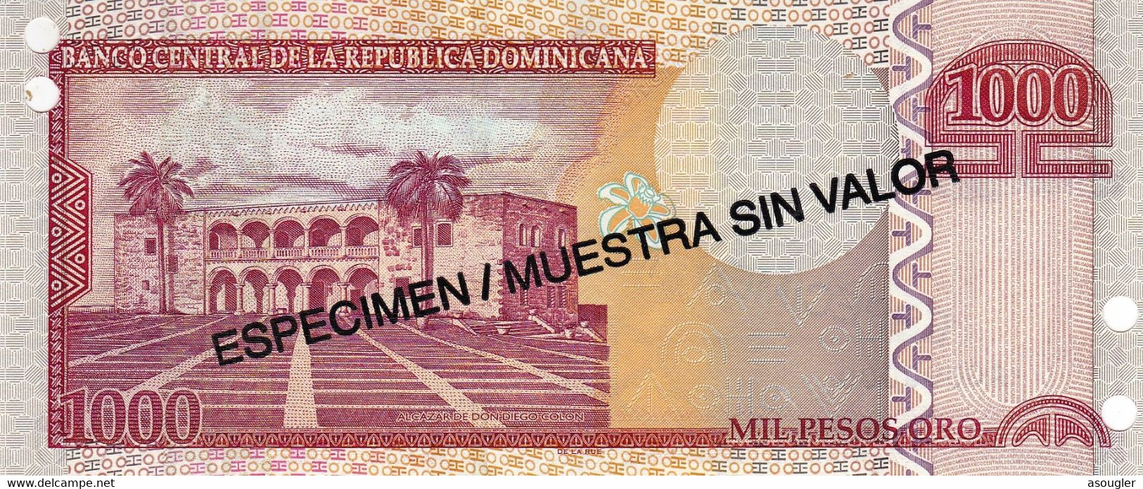 Dominican Republic 1000 Pesos 2003 SPECIMEN UNC P-173s2 "free Shipping Via Registered Air Mail" - Dominicaine