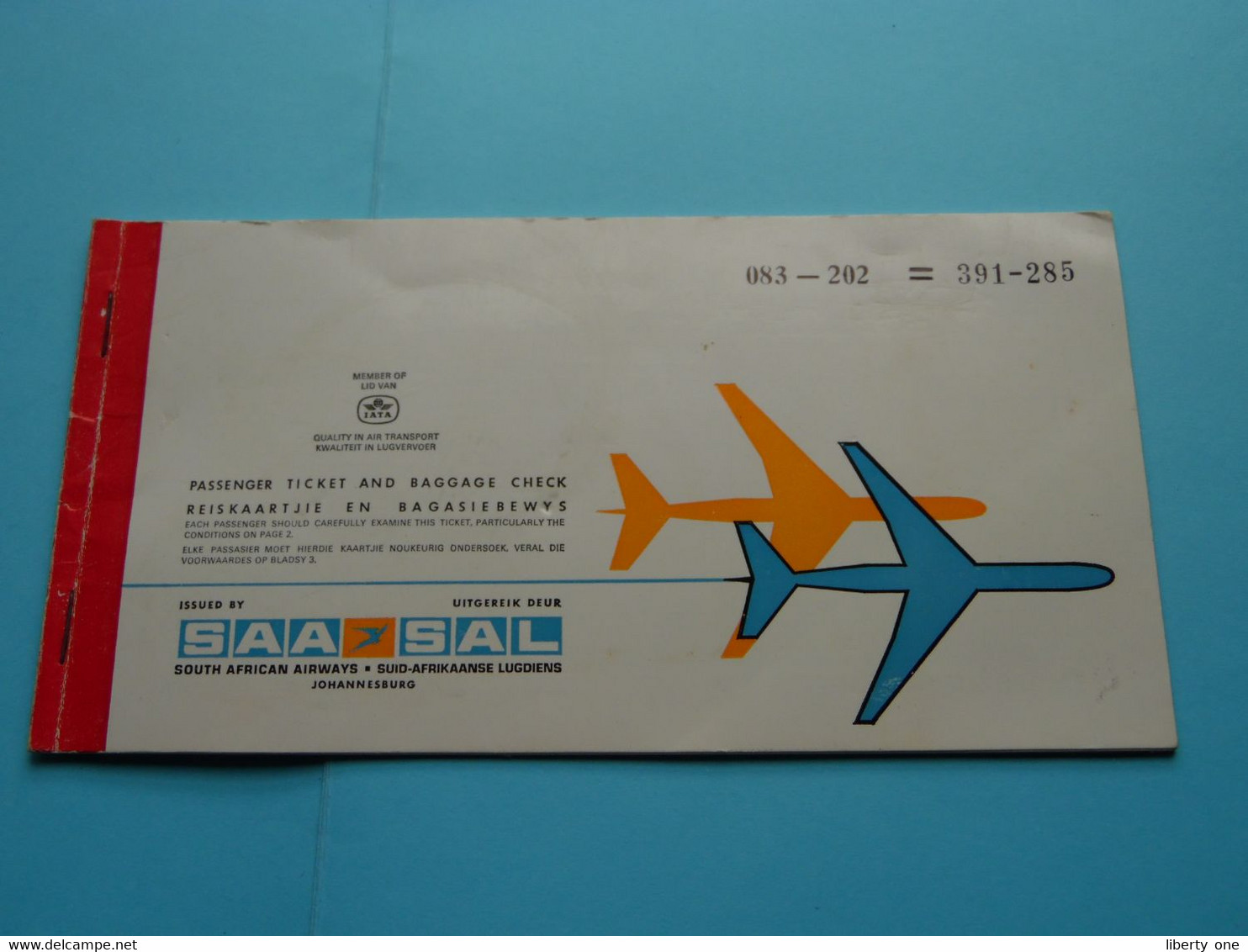 S.A.A. > SOUTH AFRICAN AIRWAYS S.A.L. ( De Bosschere ) 1972 ( Zie / Voir SCAN ) ! - Tickets