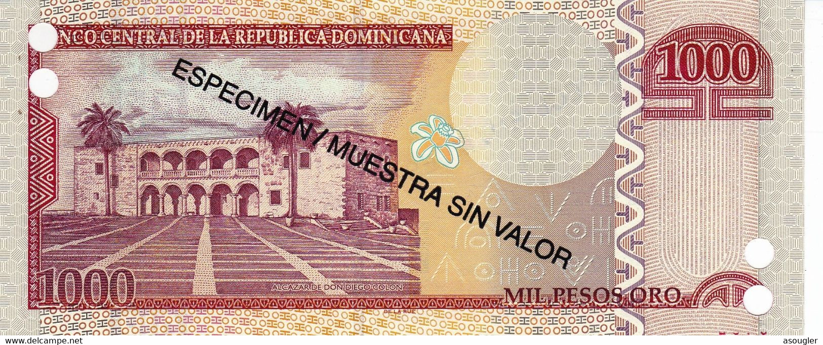 Dominican Republic 1000 Pesos 2009 SPECIMEN UNC P-180s2 "free Shipping Via Registered Air Mail" - Dominicaine