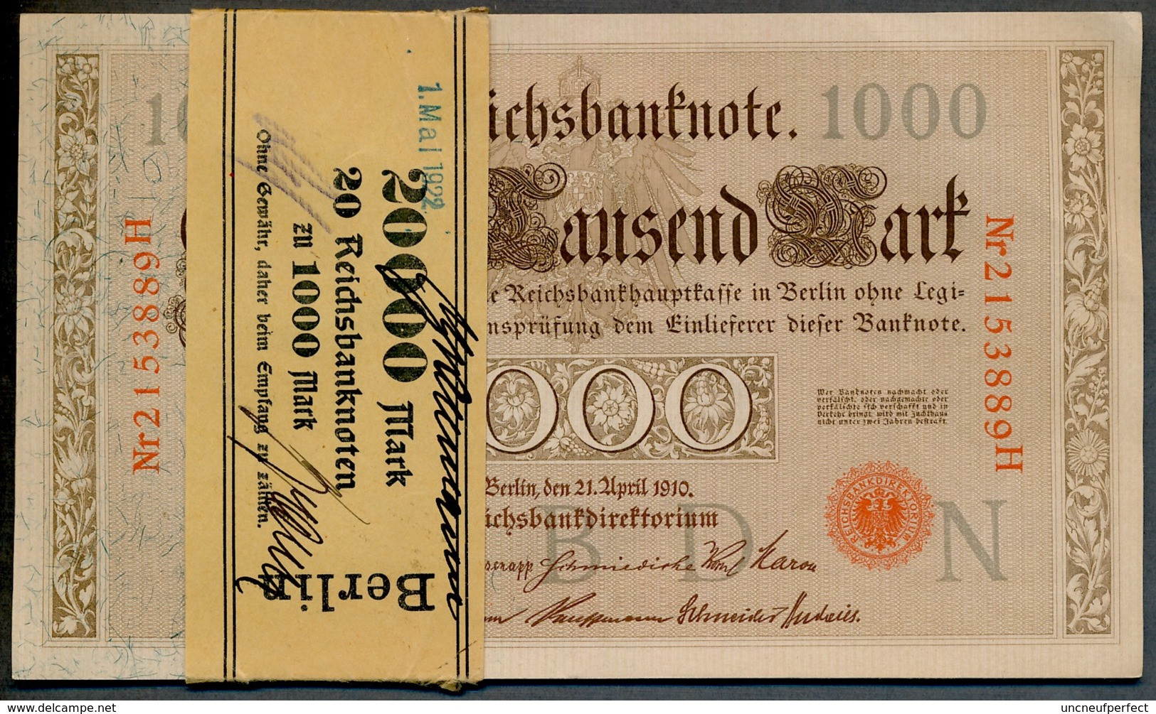 P44b Ro 45c DEU-40c  7 Chifres N°2153889  *** AUNC *** Lettre N  1000 Mark 1910 - 1000 Mark