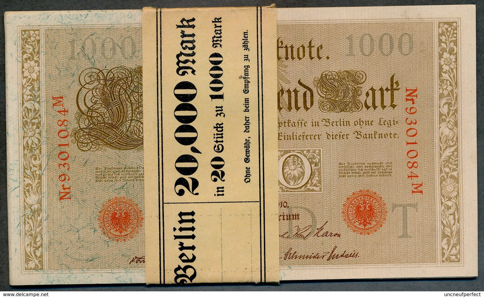 P44b Ro 45c DEU-40c  7 Chifres N°9301084M  *** UNC NEUF *** Lettre T  1000 Mark 1910 - 1.000 Mark