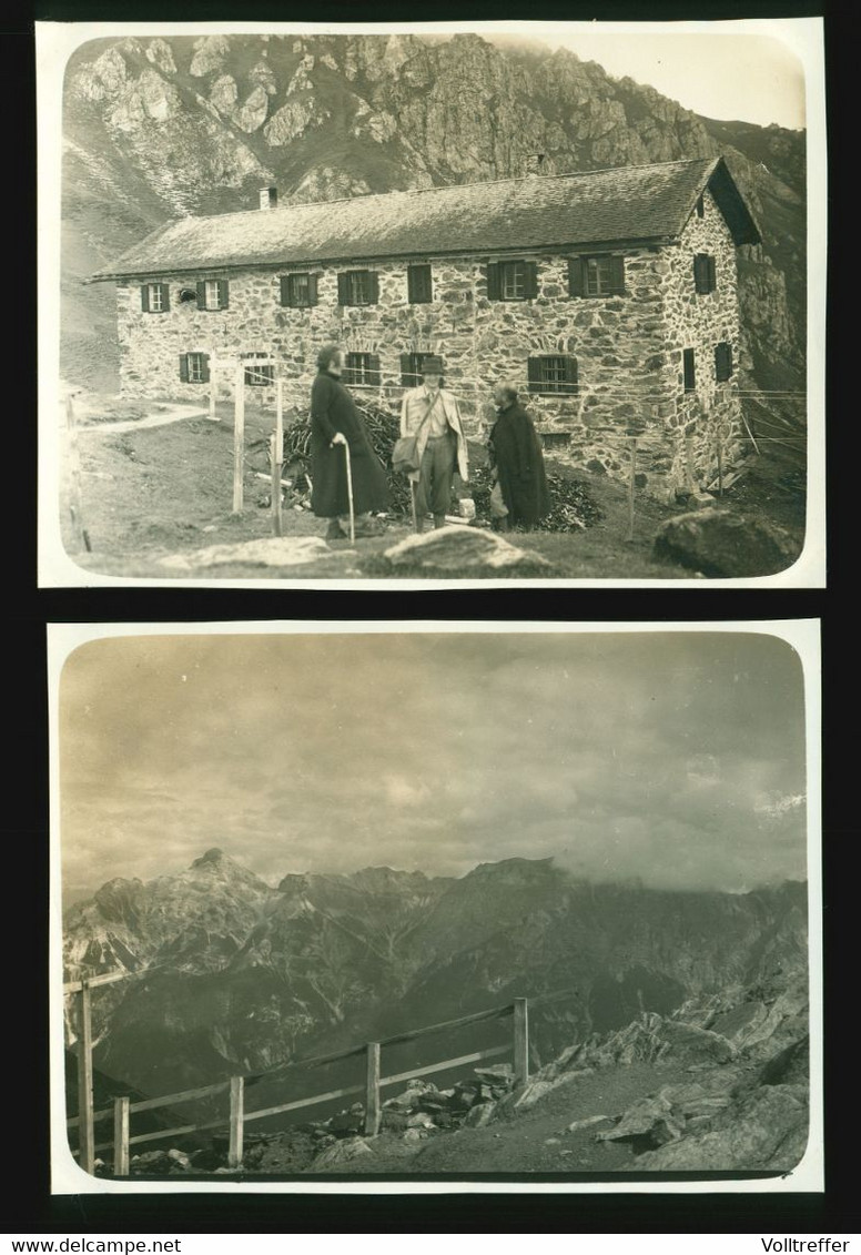 2x Orig. Foto 1922 Starkenburger Hütte Bei Neustift Im Stubaital, Tirol, Wanderer, Ortspartie - Neustift Im Stubaital