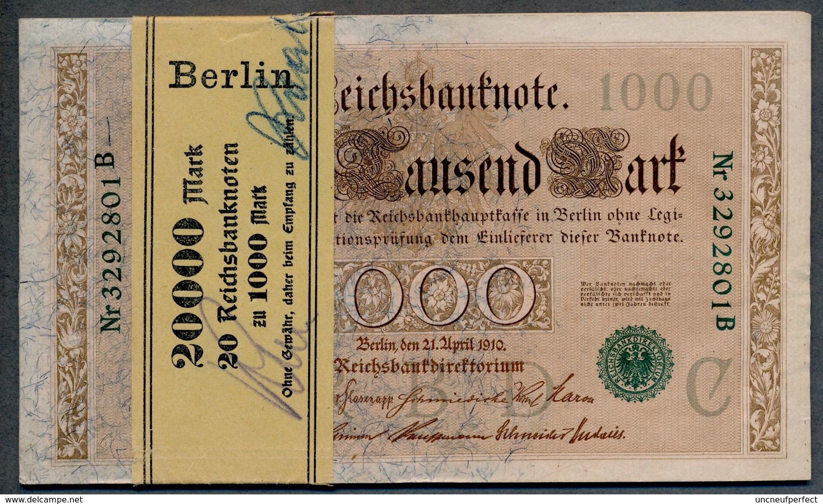 P45b Ro 46b DEU-69b  7 Chifres N°3292801B *** AUNC *** Lettre  C  1000 Mark 1910 - 1.000 Mark