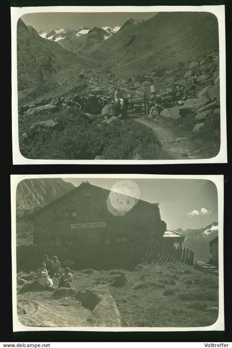2x Orig. Foto 1922 Franz Senn Hütte Bei Neustift Im Stubaital, Tirol, Wanderer, Ortspartie - Neustift Im Stubaital