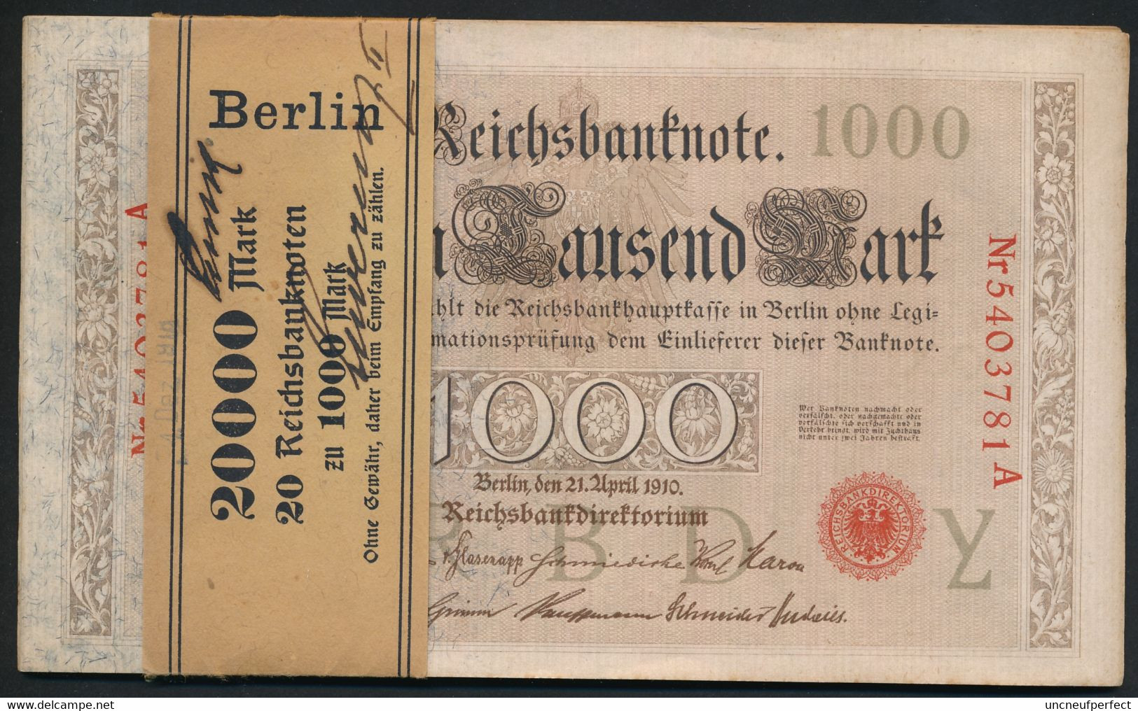 P44b Ro 45b DEU-40b  7 Chifres N°5403782  *** UNC NEUF ** Lettre Y  1000 Mark 1910 - 1.000 Mark