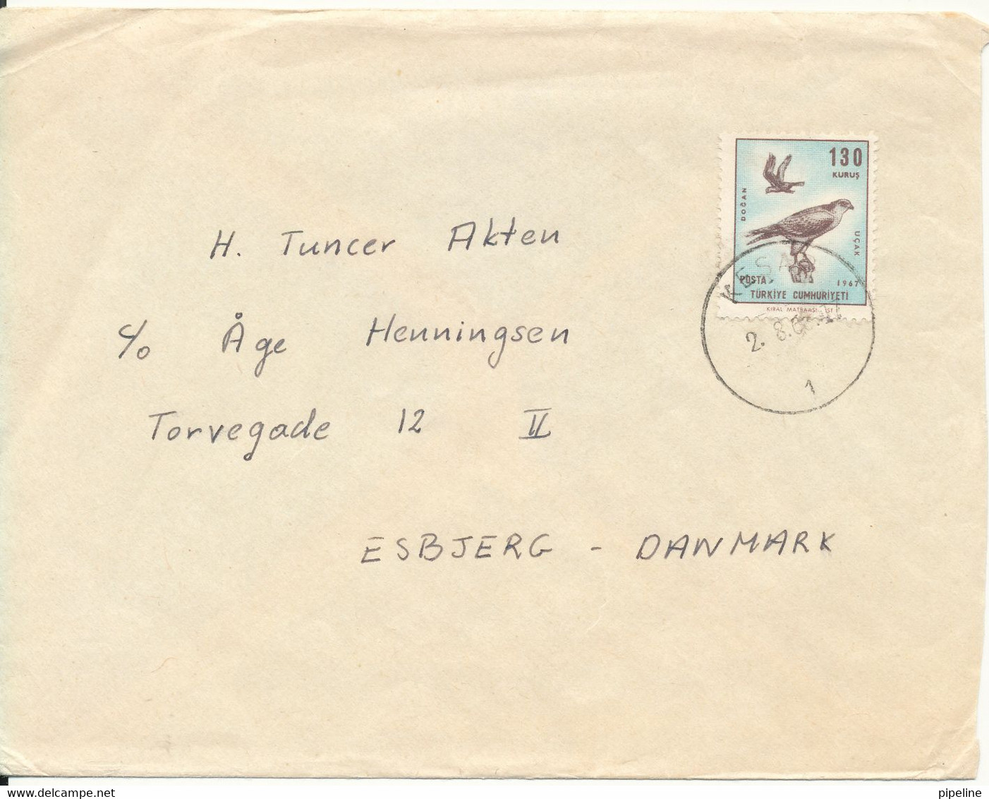 Turkey Cover Sent 1967 Single Franked BIRD - Covers & Documents