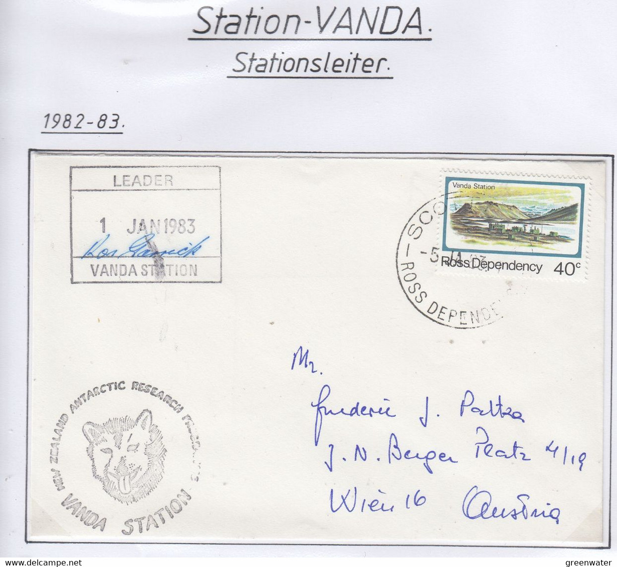 Ross Dependency 1983 Vanda Station Signature Leader Vanda Station Base Ca Scott Base 5 JA 83 (CB179B) - Covers & Documents