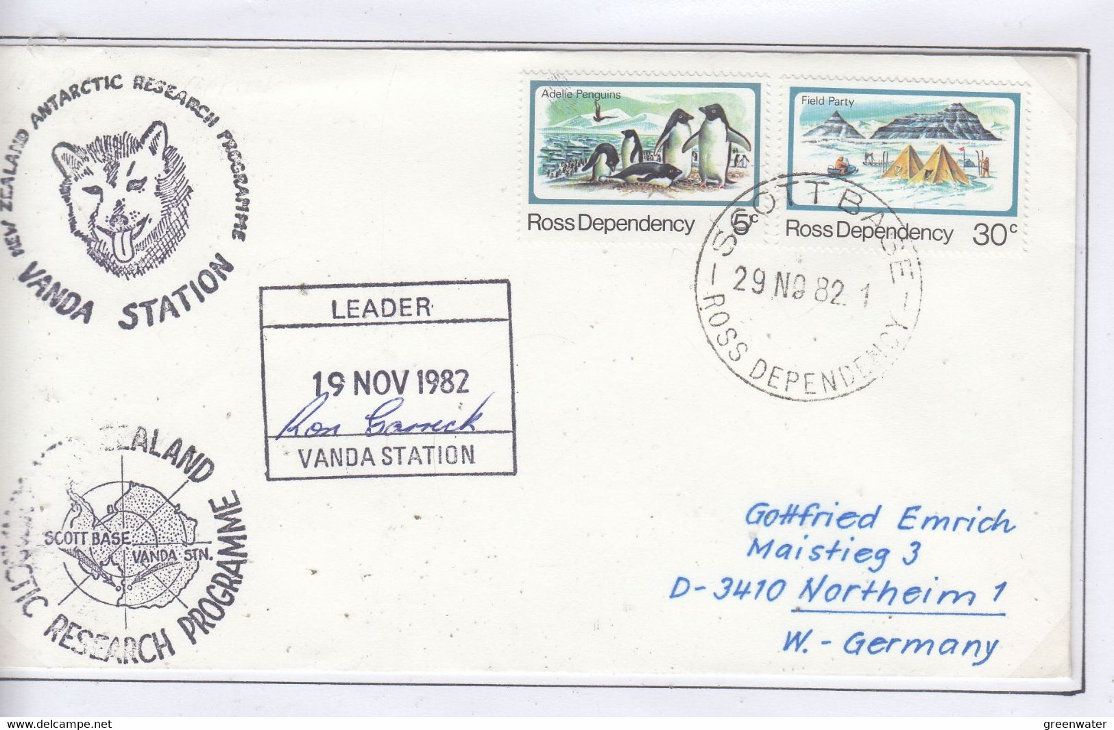 Ross Dependency 1982 Vanda Station Signature Leader Vanda Station  Ca Scott Base 29 NO 82 (CB179C) - Covers & Documents