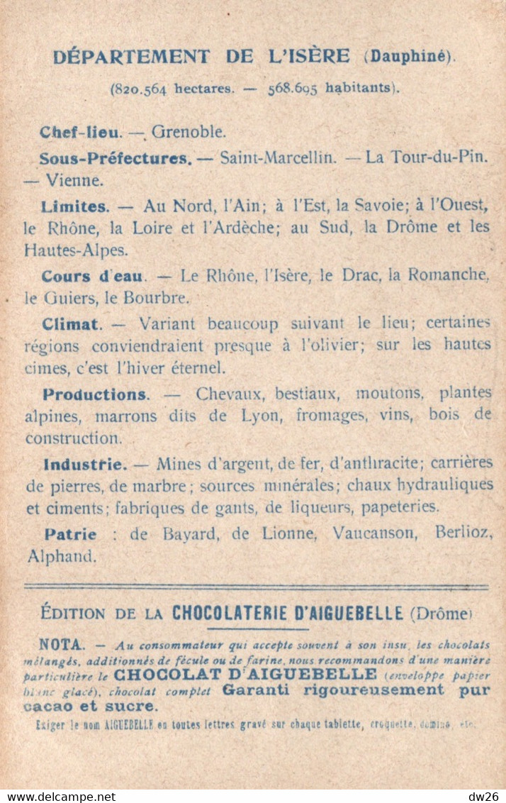 Les Départements: Isère - Le Grand Pic De La Meije En Médaillon - Edition De La Chocolaterie D'Aiguebelle - Aiguebelle