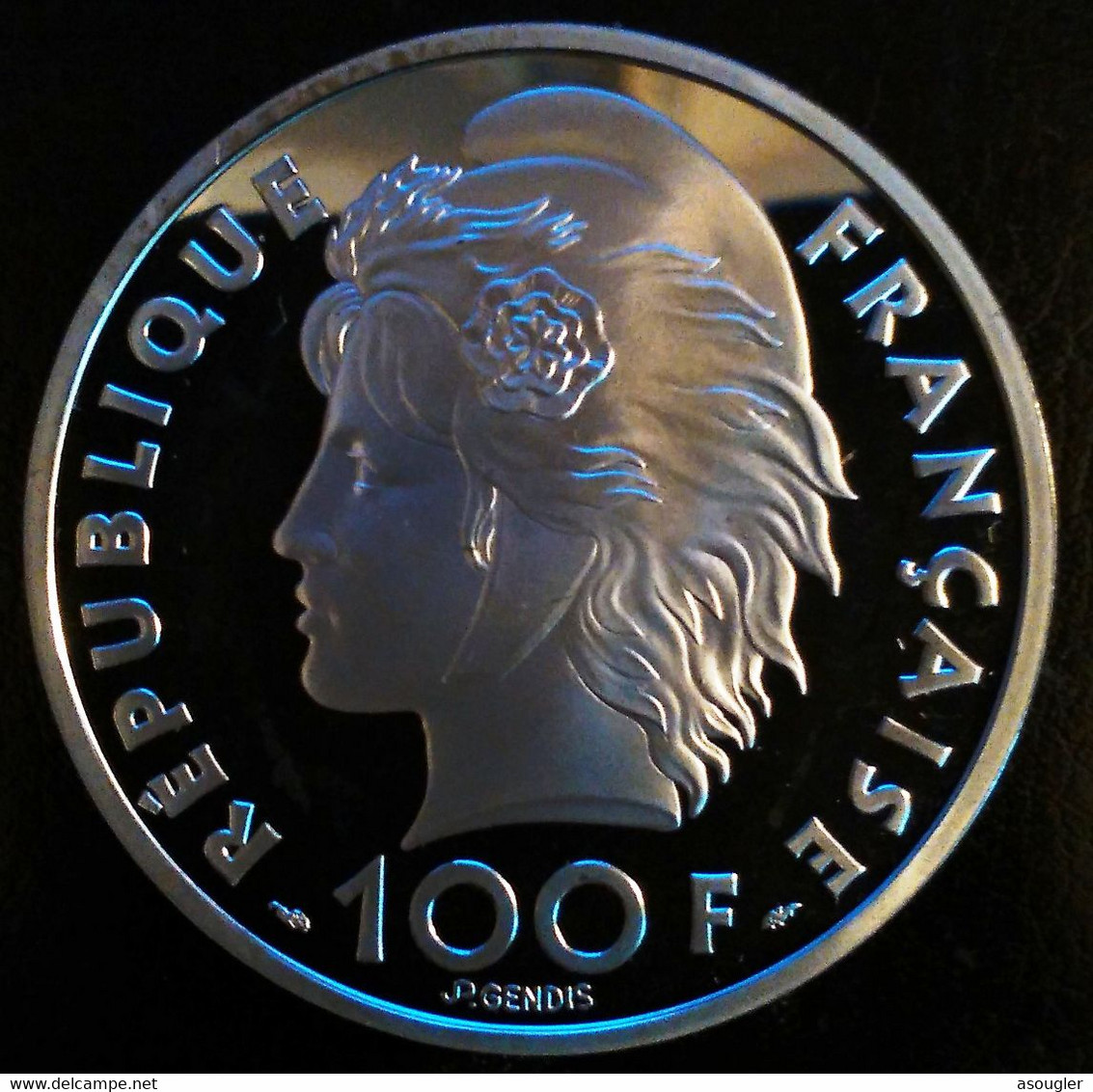 France 100 FRANCS - 15 ECUS 1993 Silver Proof KM# 1029 "Mediterranean Games" (free Sipping Via Registered Air Mail) - Probedrucke