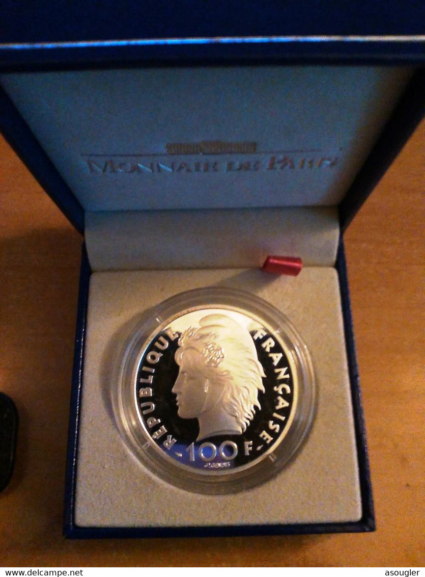 France 100 FRANCS - 15 ECUS 1993 Silver Proof KM# 1029 "Mediterranean Games" (free Sipping Via Registered Air Mail) - Essays & Proofs