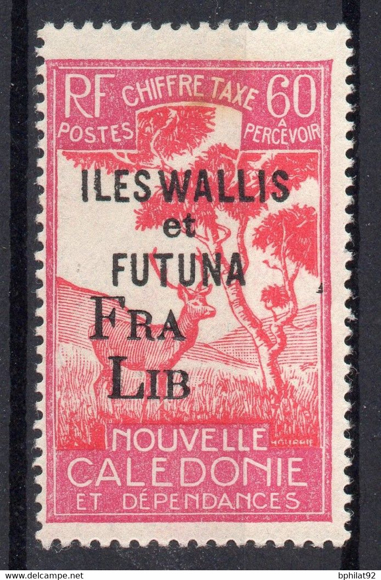 !!! WALLIS ET FUTUNA, TAXE N°33a SURCH INCOMPLETE FRA LIB NEUVE * SIGNEE BRUN ET SCHELLER, ROUSSEUR HABITUELLE - Timbres-taxe