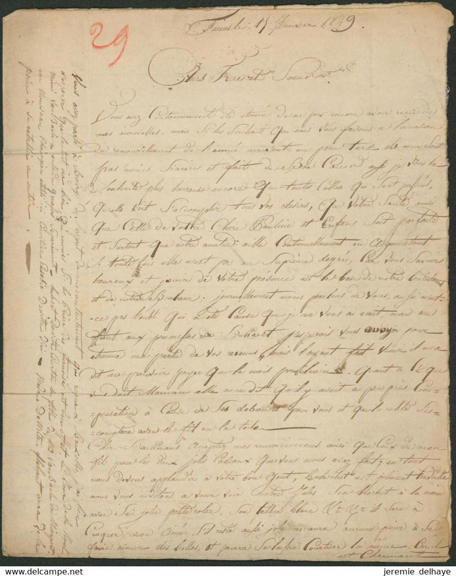 Précurseur - LAC Datée De Furnes (1829) + Obl Linéaire Noir VEURNE Port 25 Décimes > Bruxelles - 1815-1830 (Periodo Holandes)