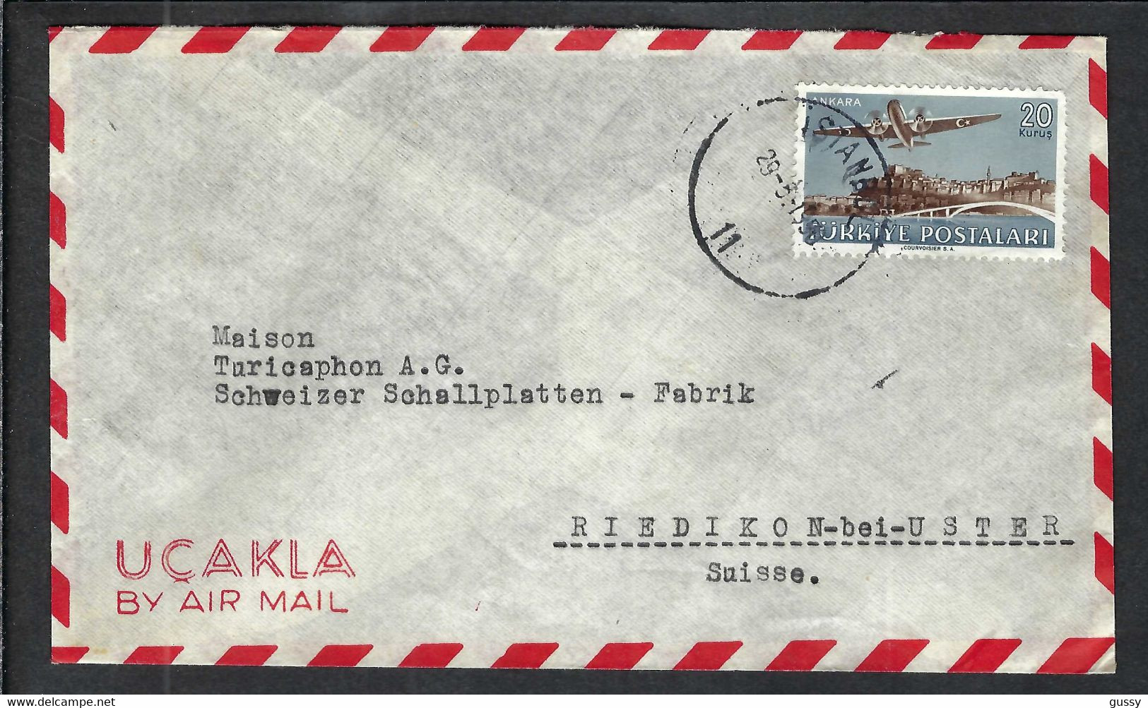 TURQUIE 1950:  LSC Par Avion D'Istamboul Pour La Suisse Affr. De 20K - Lettres & Documents