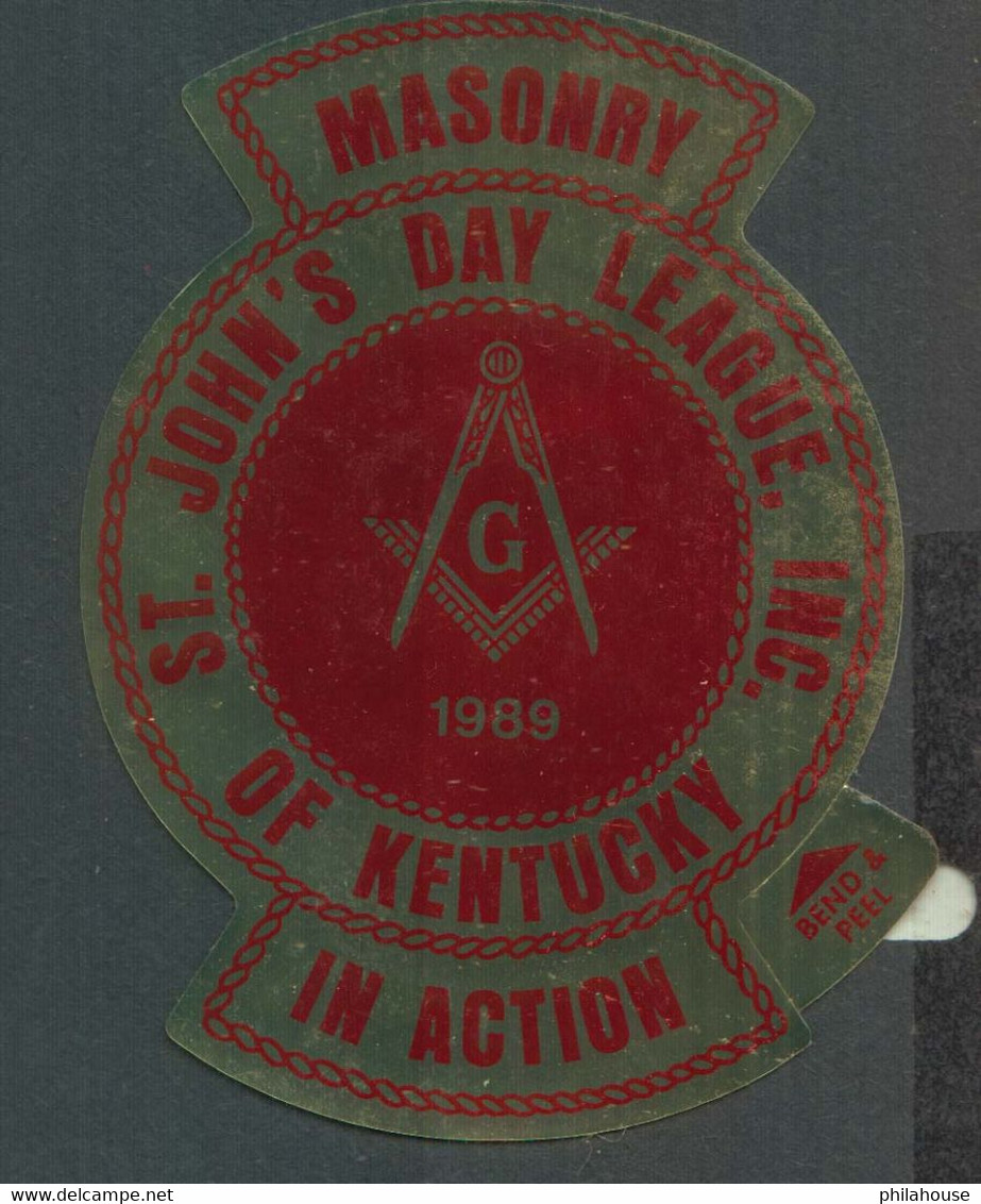 Freemasonry Seal / Label Self Adhesive "St. John's Day League Inc. Of Kentucky" Masonic Cnderella - Massoneria