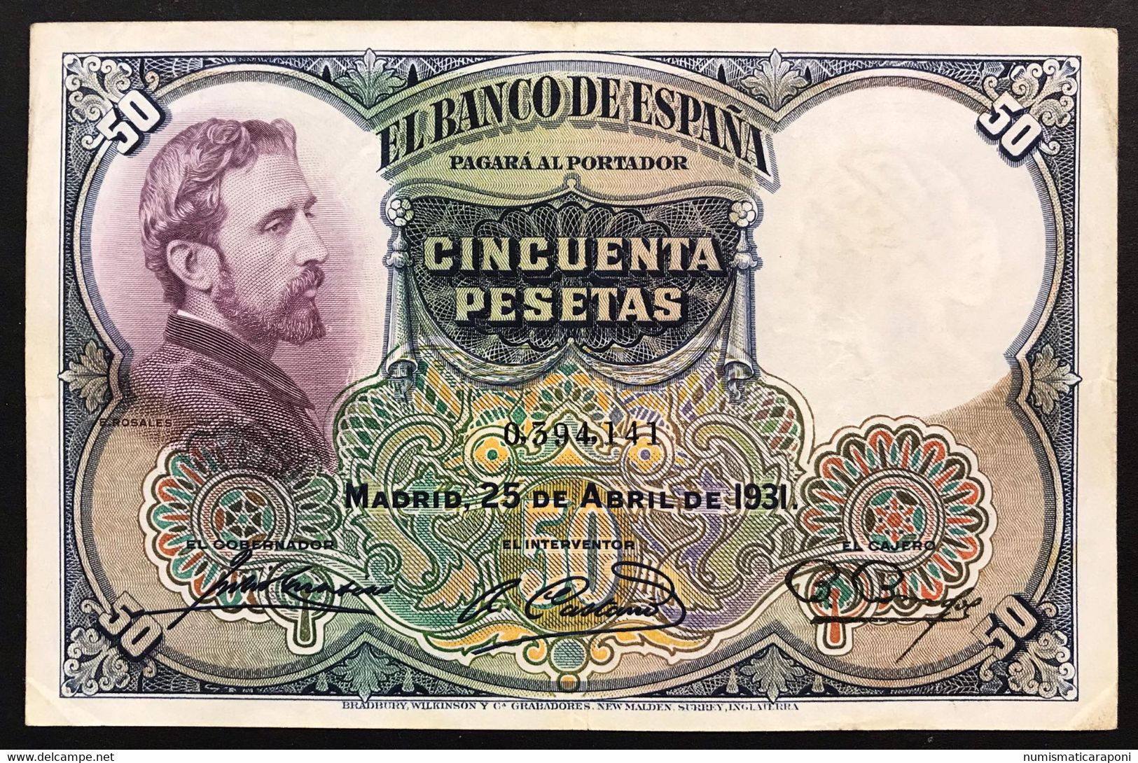 SPAGNA SPAIN Espana 50 Pesetas 1931 Bb+ Taglietti Pick#82 Lotto.3797 - 50 Peseten