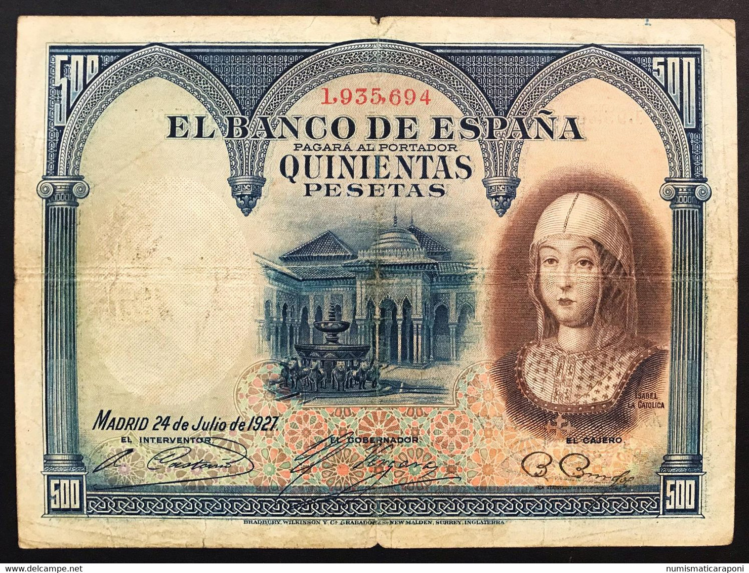 SPAGNA SPAIN Espana 500 Pesetas 1927 Mb Pressata Taglietti Pick#73 Lotto.3808 - 500 Peseten