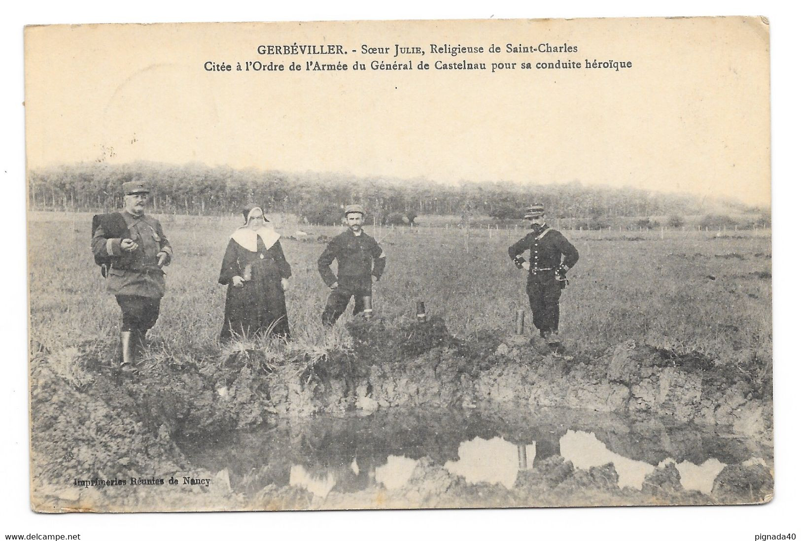 CPa, Gerbéviller, Sœur Julie, Religieuse De Saint Charles, Citée à L'ordre De L'armée, Carte Ecrite, 1915, Militaire - Gerbeviller