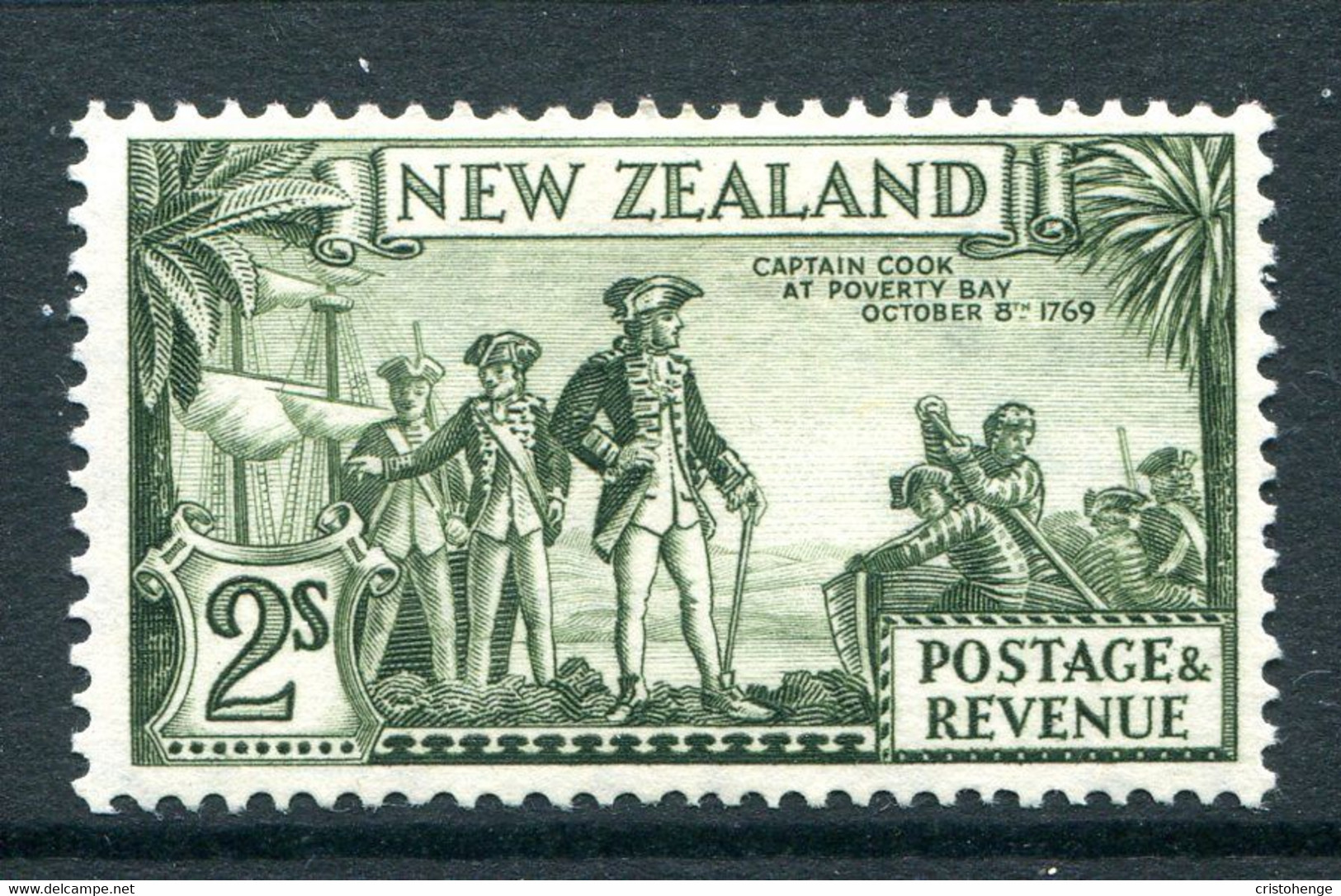 New Zealand 1936-42 Pictorials - Mult. Wmk. - 2/- Captain Cook - P.13-14 X 13½ - HM (SG 589) - Ongebruikt