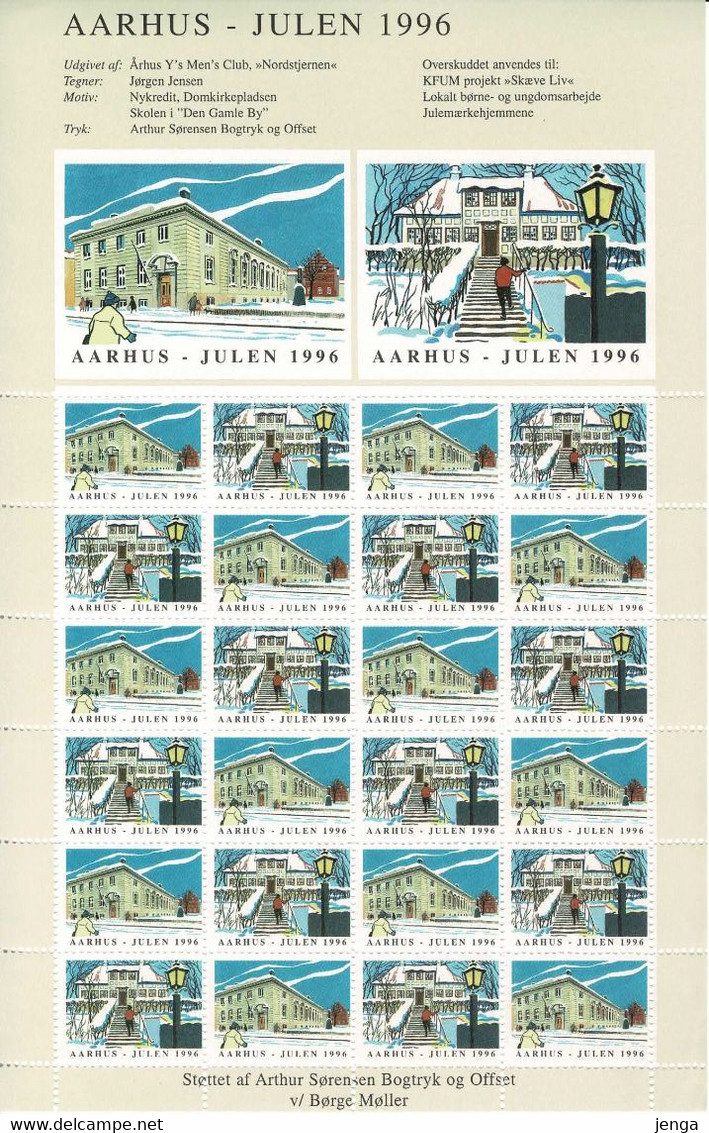 Denmark;  Y's Mens Club Aarhus 1996;  Christmas Seals; Unused Sheet; MNH(**) Not Folded. - Full Sheets & Multiples