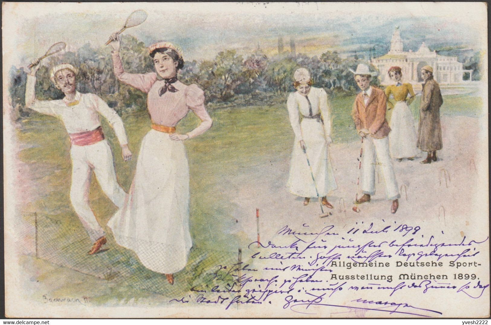Bavière 1899. Entier Postal TSC. Exposition De Sports Munich. Tennis Ou Badminton, Cricket - Badminton