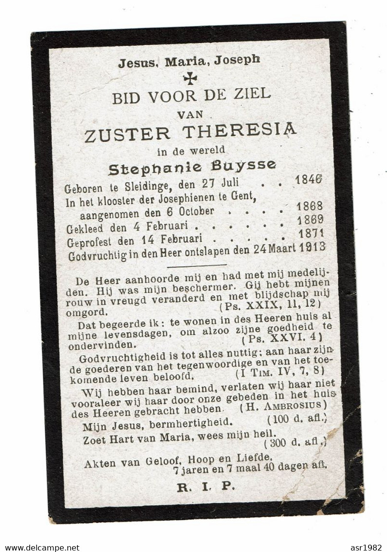 Doodsprentje Zuster  Theresia  Sleidinge-Gent : Stephanie Buysse . - Religion & Esotérisme