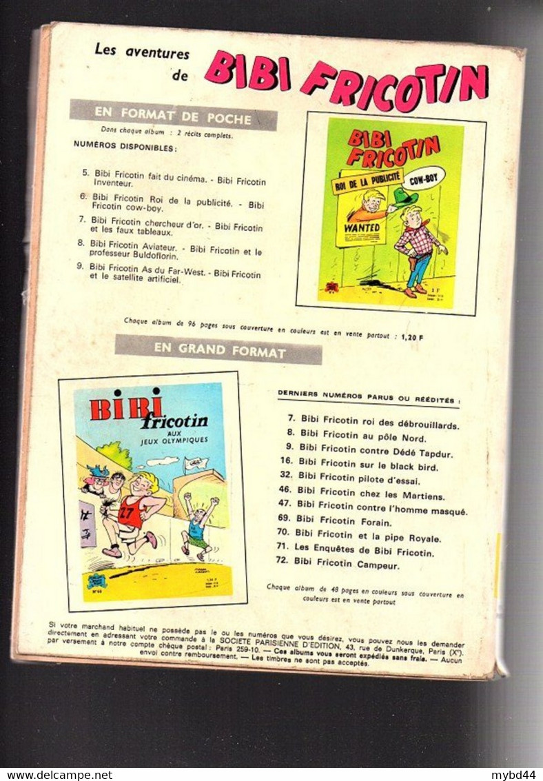 Livre BD Ancien EO édition Originale  BANDE DESSINEE BIBI FRICOTIN Reliure PIERRE LACROIX Album Le Journal 200 Page 1966 - Disegni Originali