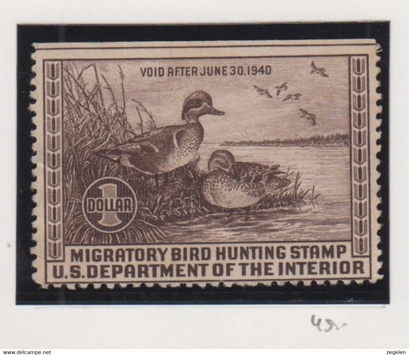 Verenigde Staten Scott Cataloog Duck Stamp RW6 - Duck Stamps