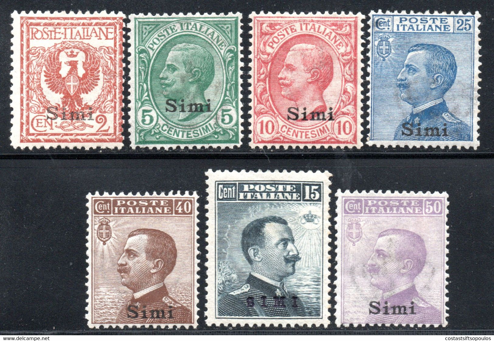 726.GREECE.ITALY,DODECANESE,SIMI,1912 #3-9 MH. - Dodekanisos