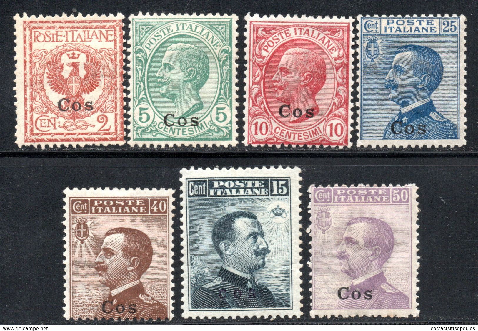 727.GREECE.ITALY,DODECANESE,COS,1912 #3-9 MH. - Imvros