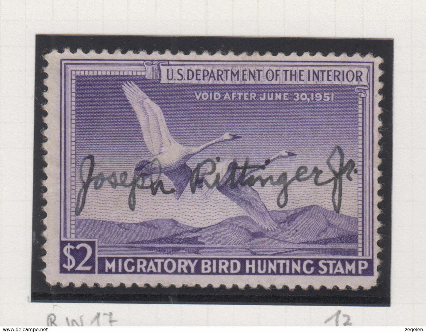 Verenigde Staten Scott Cataloog Duck Stamp RW17 - Duck Stamps