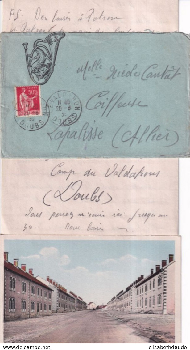 1936 - TYPE PAIX / ENV. ILLUSTREE MILITAIRE Du 2° BAT. CHASSEURS De MULHOUSE (HAUT-RHIN) MANOEUVRES à VALDAHON (DOUBS) - Military Postmarks From 1900 (out Of Wars Periods)