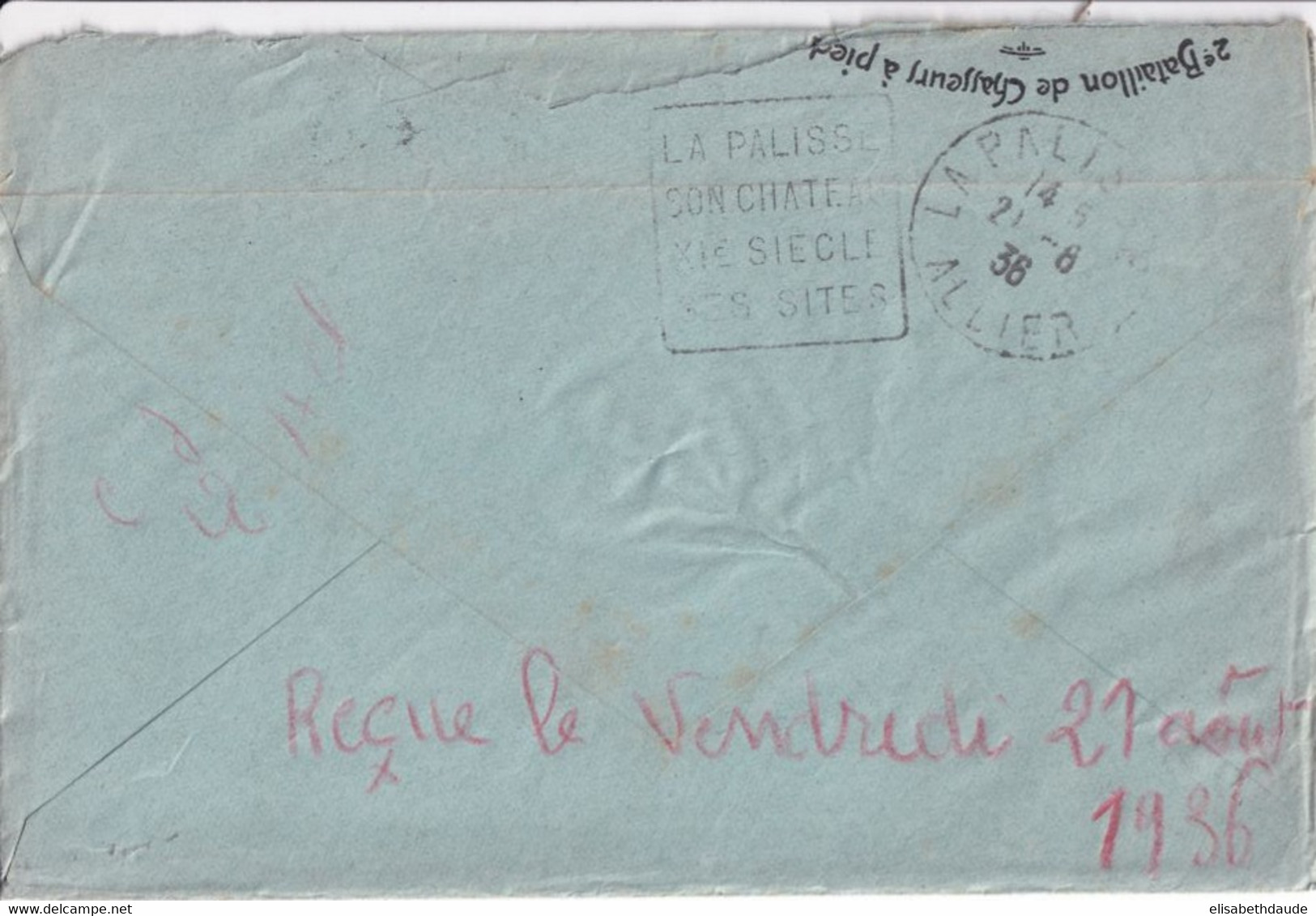 1936 - TYPE PAIX / ENV. ILLUSTREE MILITAIRE Du 2° BAT. CHASSEURS De MULHOUSE (HAUT-RHIN) MANOEUVRES à VALDAHON (DOUBS) - Military Postmarks From 1900 (out Of Wars Periods)