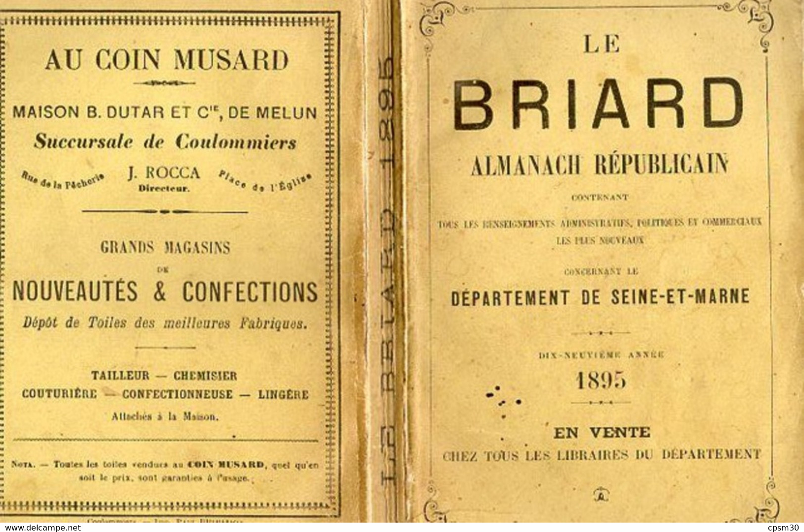 Livre - Le Briard, Almanach Républicain, Seine & Marne, 260 Pages, 1895 - Ile-de-France