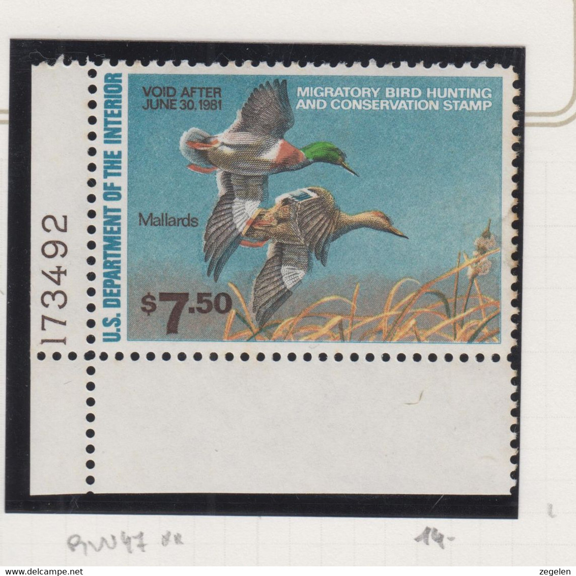 Verenigde Staten Scott Cataloog Duck Stamp RW47 MNH ** - Duck Stamps