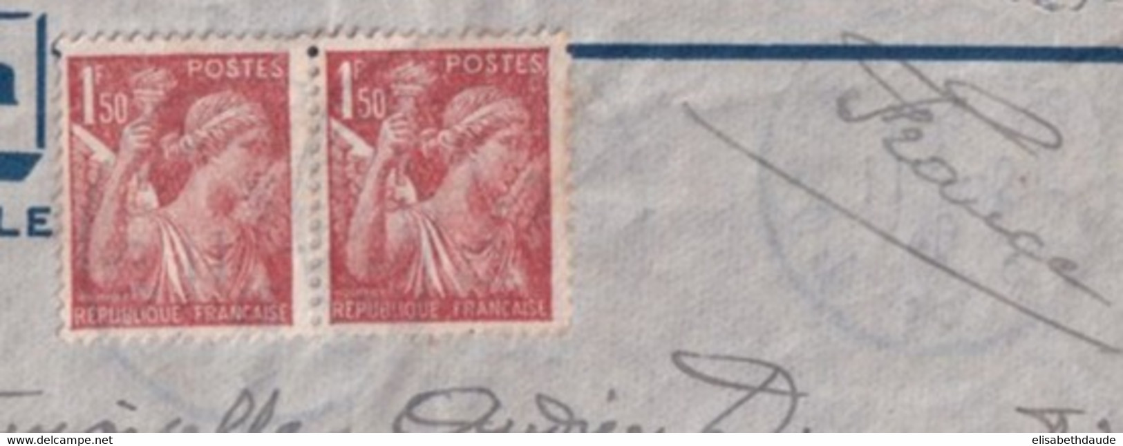 1946 - INDOCHINE - ENVELOPPE FM Avec CACHET POSTE AUX ARMEES BLEU ! RARE ! Avec COMPLEMENT IRIS Par AVION => VALENCE - Vietnamkrieg/Indochinakrieg