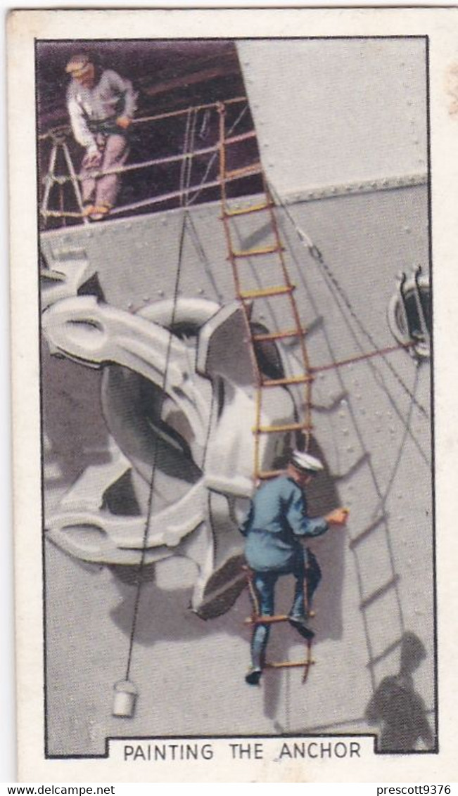 The Navy 1937 - 3 Painting The Anchor, HMS Courageous  - Gallaher Cigarette Card - Original - Military - Gallaher