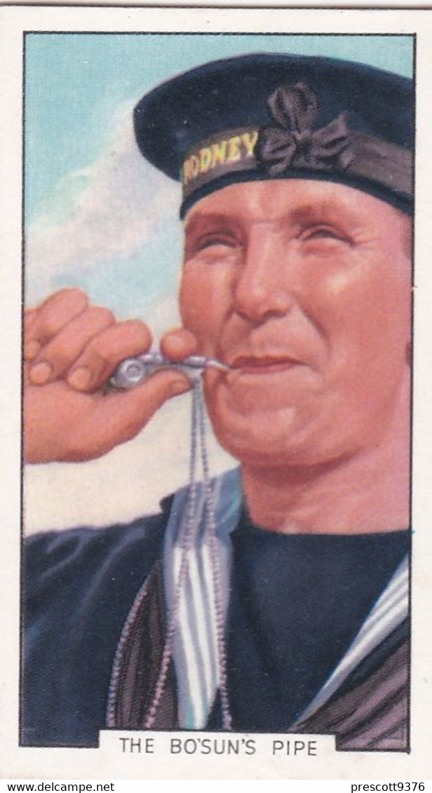 The Navy 1937 - 9 Bosons Pipe, HMS Rodney  - Gallaher Cigarette Card - Original - Military - Gallaher