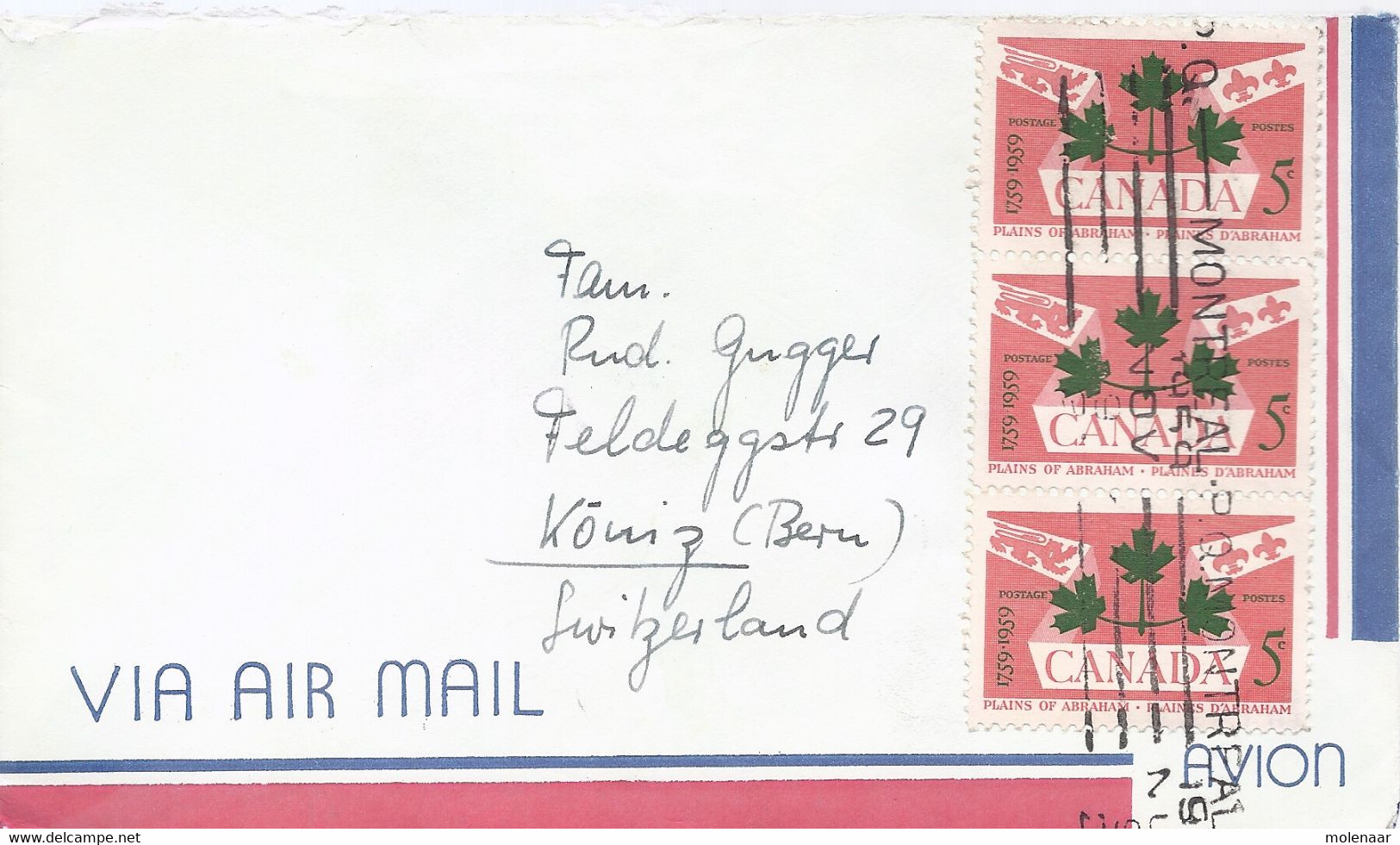 Canada Luchtpostbrief Uit 1959 Met 3 Zegels (5131) - Cartas & Documentos