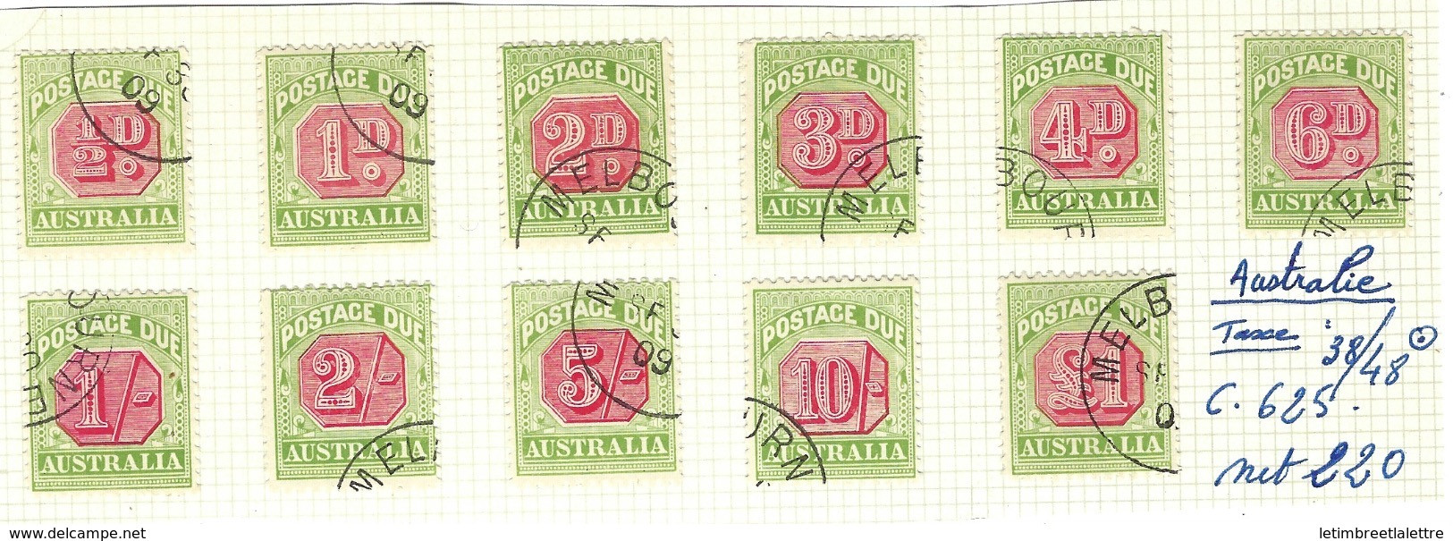 ⭐ Australie - Taxe - N° 38 à 48 Oblitéré - TB - 1909 ⭐ - Portomarken