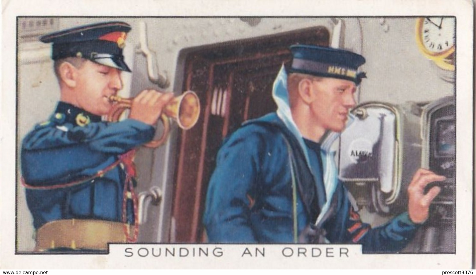 The Navy 1937 - 19 Sounding An Order - Gallaher Cigarette Card - Original - Military - Gallaher