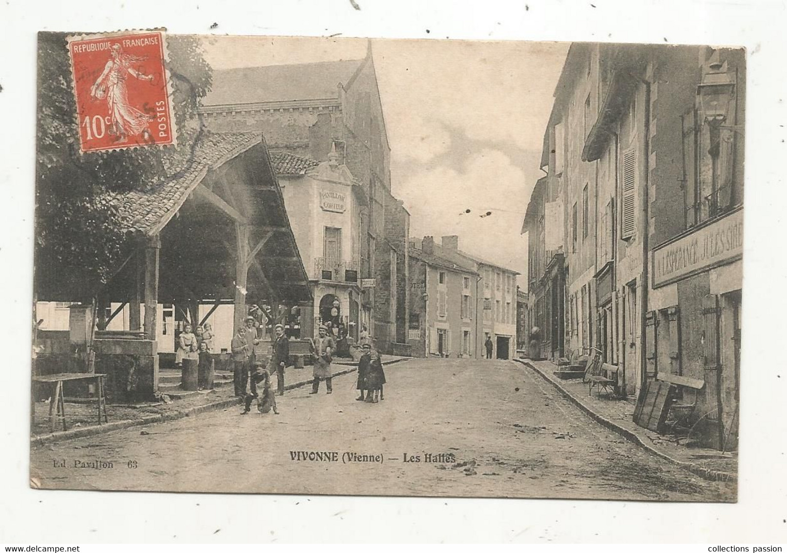 JC, Cp , 86 , VIVONNE , Les Halles , Voyagée 1910 - Vivonne