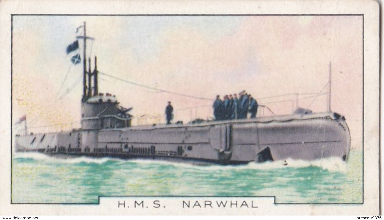 The Navy 1937 - 34 HMS Narwhal, Submarine  - Gallaher Cigarette Card - Original - Military - Gallaher